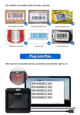 Satu Juta Pixel Desktop Barcode Scanner Kecepatan Tinggi Handsfree 2D Barcode Reader DP8550
