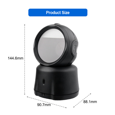 High Speed Handsfree 2D Barcode Reader Wireless Desktop Barcode Scanner dengan basis pengisian