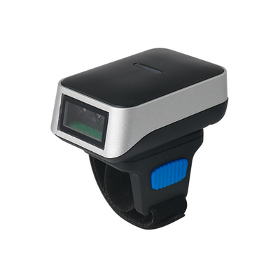 Black Ring Wireless Barcode Scanner Dengan Sensor CMOS Baterai 360mAh Untuk Inventori