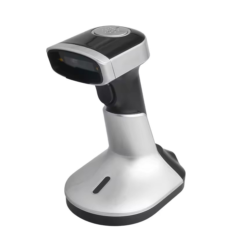 Handheld Barcode Scanner 1D Qr Code Dengan Stand Pengisian USB Wireless Bluetooth Barcode Reader