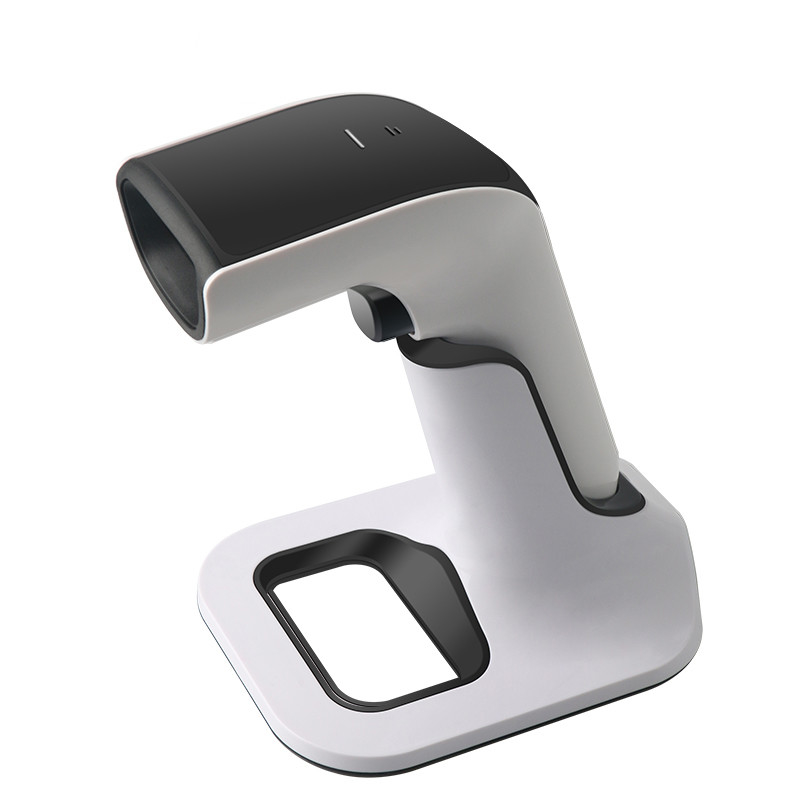 2D QR Barcode Reader Bluetooth Wireless 2.4G Barcode Scanner Dengan Stand Pengisian Baterai 2200mAh